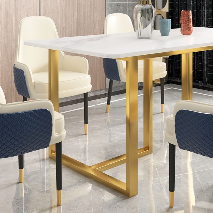 Glam Iron Dinette Set 1/2/5/7 Pieces Dining Table Set with Rectangle Sintered Stone Top Clearhalo 'Dining Room Sets' 'Dining Tables & Seating' 'dining_room_set' 'furn' 'furn_dining_room_set' 'Furniture' 'furniture_dining_room_set' 'Kitchen & Dining Furniture' 1200x1200_dcc80f9c-58f9-46ce-8fe3-e73750eee119
