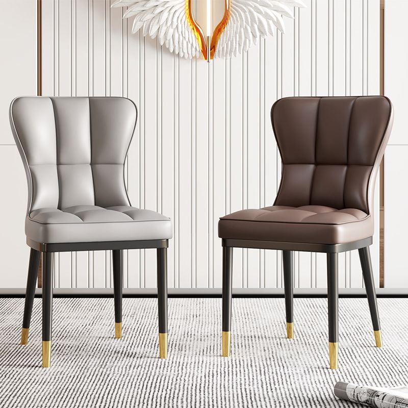 Glam Style Metal Dining Room Chairs Armless Upholstered Linen Fabric Dining Chair for Home Use Clearhalo ' kitchen&dining_furn' 'Dining Chairs' 'Dining Tables & Seating' 'dining_chair' 'furn' 'furn_dining_chair' 'Furniture' 'furniture_dining_chair' 'Kitchen & Dining Furniture' 'kitchen' 1200x1200_dcc9f1db-a9be-4262-bd56-90887e980c29