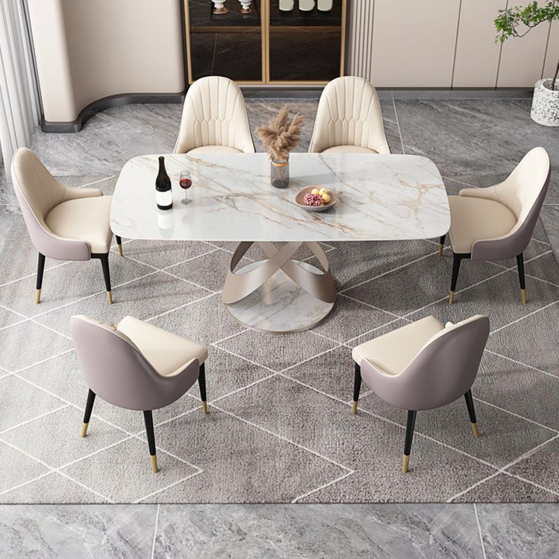 Modern Style Dining Rectangle Table Sintered Stone Table with Metal Legs for Home Clearhalo 'Dining Tables & Seating' 'Dining Tables' 'dining_table' 'furn' 'furn_dining_table' 'Furniture' 'Kitchen & Dining Furniture' 1200x1200_dccd29df-2865-4c8a-be91-cc96666cc9e0