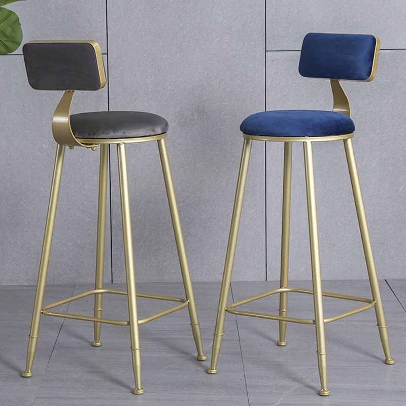 Glam Armless Backrest Counter Stool Iron Beauty Shop Bar Stool with Velvet Cushion Clearhalo 'Bar Furniture' 'Bar Stools' 'bar_stools' 'furn' 'furn_bar_stools' 'furniture_bar_stools' 'Kitchen & Dining Furniture' 'kitchen&dining_furn' 'kitchen' 'kitchen_furn' Furniture' 1200x1200_dcd14940-f55e-41b6-8070-04d3cd664977