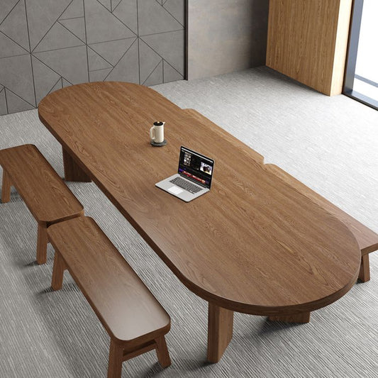 29 "H Hedendaags Writing Desk Ovaal Solid Wood Brown Office Desk