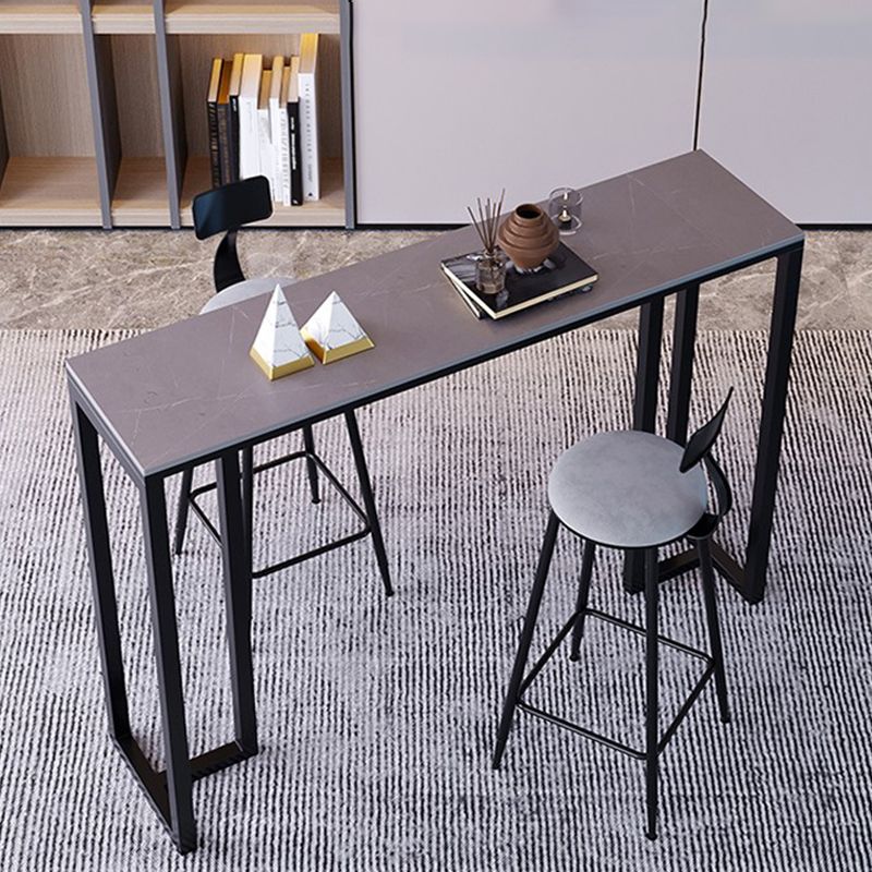 Stone Bar Dining Table Modern Rectangle Bar Table with Double Pedestal Base for Kitchen Clearhalo 'Bar Furniture' 'Bar Tables' 'bar_tables' 'furn' 'furn_bar_tables' 'Furniture' 'furniture_bar_tables' 'Kitchen & Dining Furniture' 1200x1200_dcd4e4b3-3fd7-4321-aff8-7004a48f3a51
