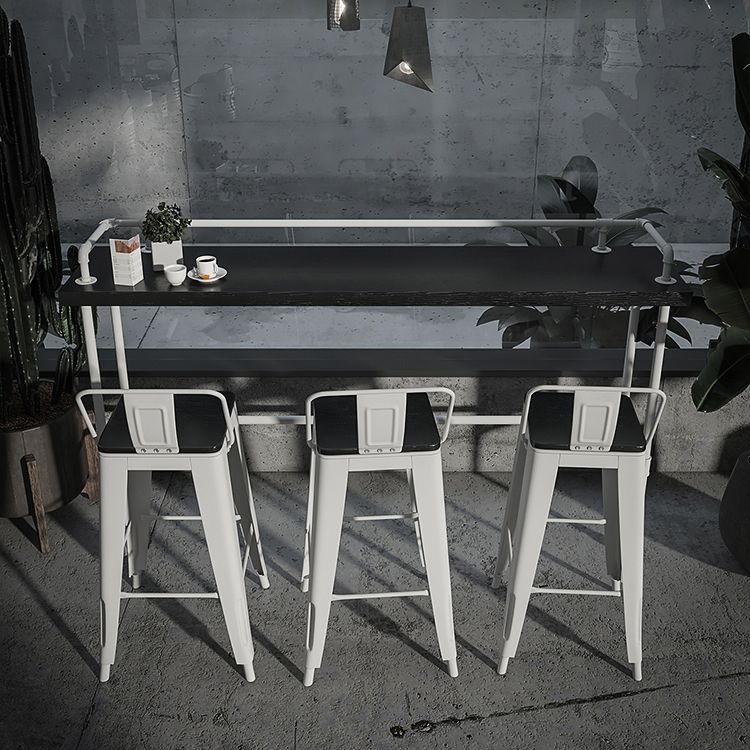 Sgabello da bar da bar senza braccio da bar in metallo moderno con base bianca