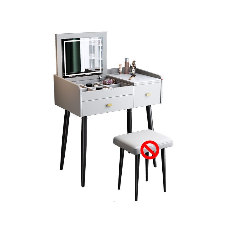 Flip Vanity in marmo singolo con sgabello imbottito Specchio a specchio da vanità