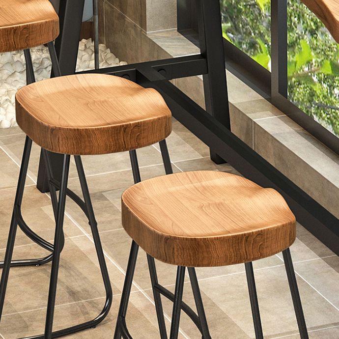 Solid Wood Bar Table Set Industrial 1/2/4 Pieces Metal Counter Set for Home Use