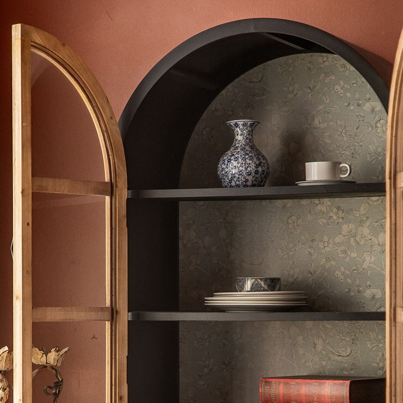 2-Door and 2-Drawer Accent Cabinet 69" Tall Solid Wood Glass Paned Storage Cabinet Clearhalo 'Cabinets & Chests' 'cabinets_chests' 'furn' 'furn_cabinets_chests' 'Furniture' 'Living Room Furniture' 1200x1200_dcdab25b-343b-4fae-8fed-b6049b3c880c