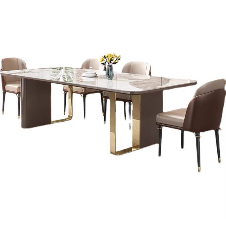 Luxury Sintered Stone Top Dining Set Rectangle 1/4/5/6/7/9 Pieces Dining Table with Chairs Clearhalo 'Dining Room Sets' 'Dining Tables & Seating' 'dining_room_set' 'furn' 'furn_dining_room_set' 'Furniture' 'furniture_dining_room_set' 'Kitchen & Dining Furniture' 1200x1200_dcdc4908-ea1a-4a82-b0c0-4af51b8c9496