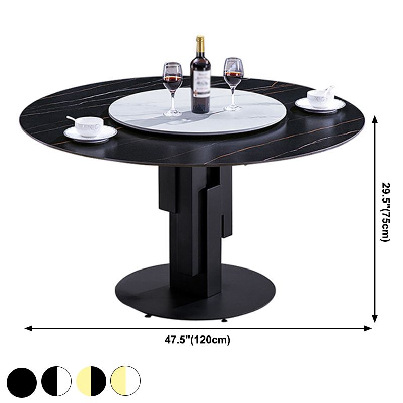 Modern Standard Round Shape Dining Table Sintered Stone Kitchen Dining Table with Pedestal Base Clearhalo ' dining_table' 'Dining Tables & Seating' 'Dining Tables' 'furn' 'furn_dining_table' 'Furniture' 'furniture_dining_table' 'Kitchen & Dining Furniture' 'kitchen&dining_furn' 'kitchen' 'kitchen_dining_table' 1200x1200_dcdd327e-5b3b-4a7d-98a3-16c947773244