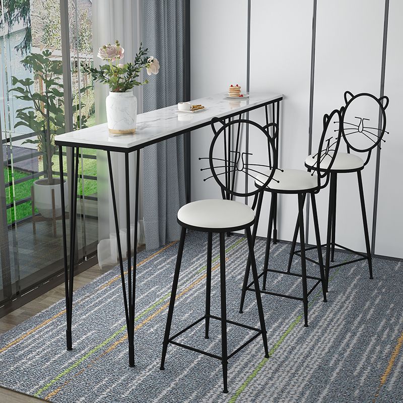Modern 1/4 Pieces Bar Table Set Rectangle Stone Counter Table with Backrest Stools Clearhalo 'Bar Furniture' 'furn' 'furn_home_bar_bar_sets' 'Furniture' 'Home Bars & Bar Sets' 'home_bar_bar_sets' 'Kitchen & Dining Furniture' 1200x1200_dcdea325-cb47-42e4-8bad-c503963fde6f