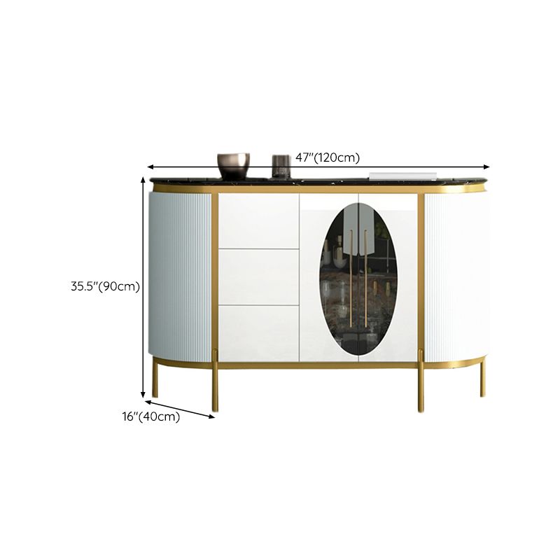 Tavolo a buffet in stile glam in finto marmo da 35,4 pollici con armadi e cassetti