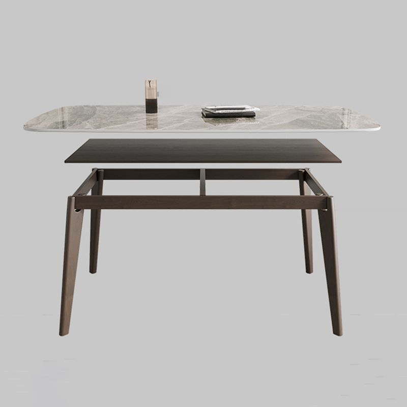 Rectangle Dining Table Oak Solid Wood Base Dining Table with 4 Legs Clearhalo 'Dining Tables & Seating' 'Dining Tables' 'dining_table' 'furn' 'furn_dining_table' 'Furniture' 'Kitchen & Dining Furniture' 1200x1200_dce0cb10-6e08-4149-a4ad-403546636716