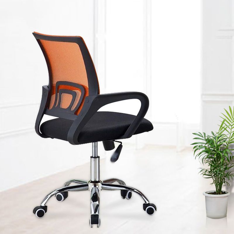 Mid-back Office Chair with Sponge Cushion Fixed Arm Metal Leg Desk Chair Clearhalo 'furn' 'furn_office_chair' 'Furniture' 'Office Chairs' 'Office Furniture' 'office_chair' 1200x1200_dce301be-f02f-4b0d-8c3c-9e461ac7a493