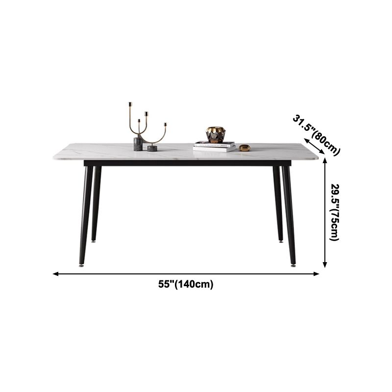 Sintered Stone Dining Table Industrial Style 4 Legs Base Rectangle Table for Dining Room Clearhalo ' dining_table' 'Dining Tables & Seating' 'Dining Tables' 'furn' 'furn_dining_table' 'Furniture' 'furniture_dining_table' 'Kitchen & Dining Furniture' 'kitchen&dining_furn' 'kitchen' 'kitchen_dining_table' 1200x1200_dce49277-ee0c-43c3-83e1-5e318cf359e0