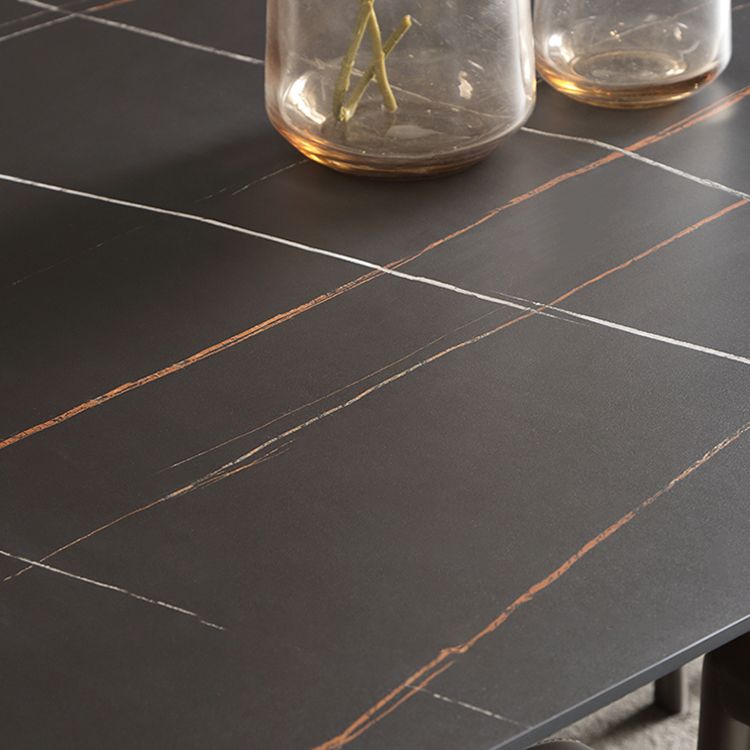Ensemble de salle à manger moderne avec pieds en bois, ensemble de table à manger d'intérieur rectangulaire de 1/4/6/7 pièces en noir