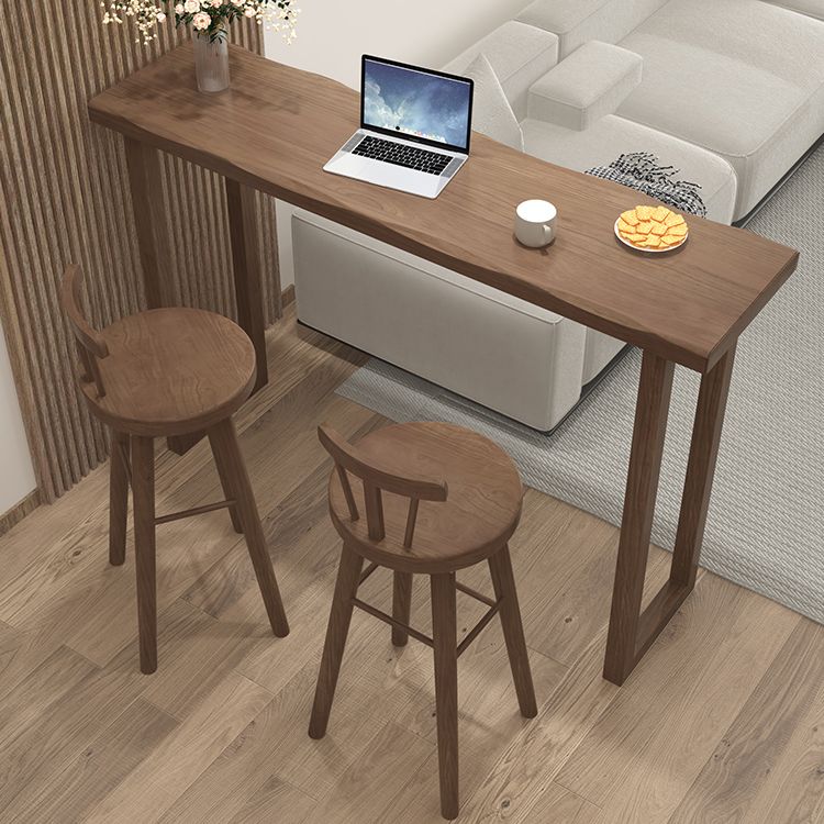 Table de salle à manger de bar rectangulaire en bois massif, intérieur moderne, marron