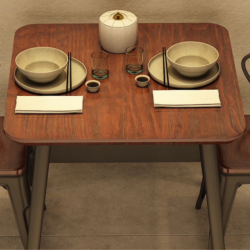 Mesa de comedor de madera sólida Mesa de comedor cuadrada industrial con 4 patas