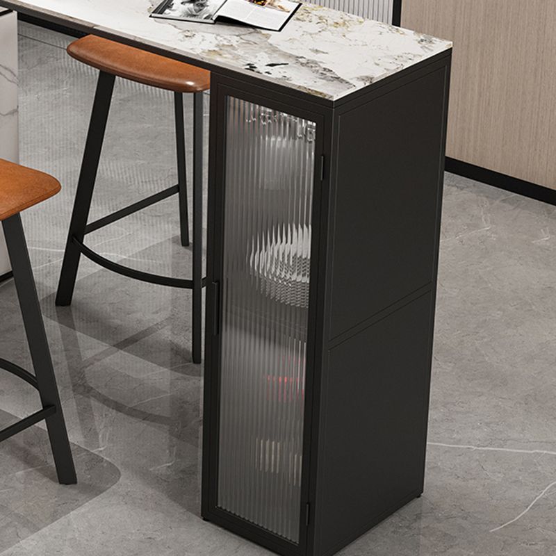 Table à manger moderne en pierre fritrée rectangulaire avec rangement