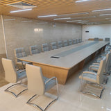 Sedia da scrivania a bracci fissi moderni in vetro in vetro.