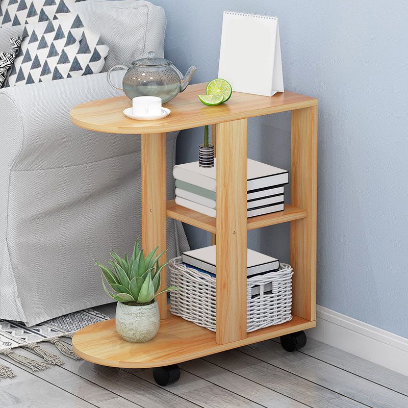 Wooden Craft Wood-based Panel with Wheel Base in Black/wood Color Side Table Clearhalo 'Coffee & Accent Tables' 'End & Side Tables' 'end_side_table' 'end_side_tables' 'furn' 'furn_end_side_tables' 'Furniture' 'furniture_end_side_table' 'Living Room Furniture' 1200x1200_dcebe171-e26d-4827-a4f7-97e4456f86ed