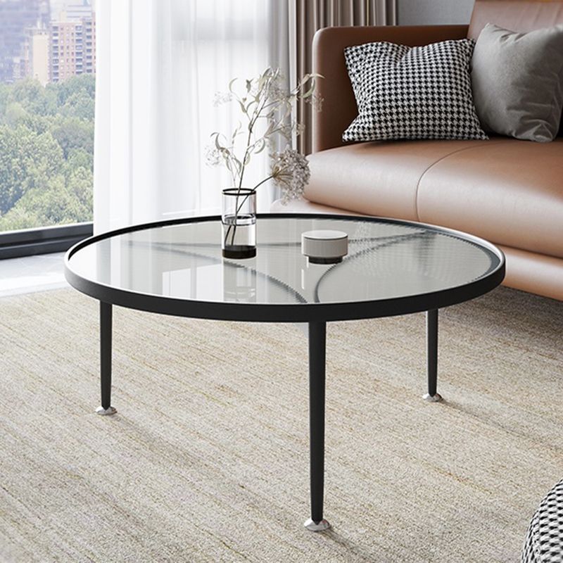 Contemporary Cocktail Table 3 Legs Glass Round Single Coffee Table