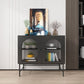 Modern Black Iron Sideboard Glass Doors Cabinets Dining Server for Living Room Clearhalo 'buffet_sideboard' 'Buffets & Sideboards' 'furn' 'furn_buffet_sideboard' 'Furniture' 'furniture_buffet_sideboard' 'Kitchen & Dining Furniture' 1200x1200_dced99d5-dd7d-4b0a-874e-3ef180262351