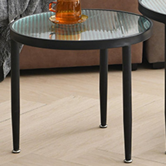 Tavolino rotondo top in vetro trasparente 3 gambe cocktail nidificazione set