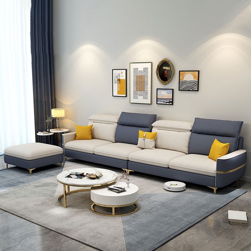 Sofa sectionnel glamour sectionnel en cuir beige avec oreillers de bostol