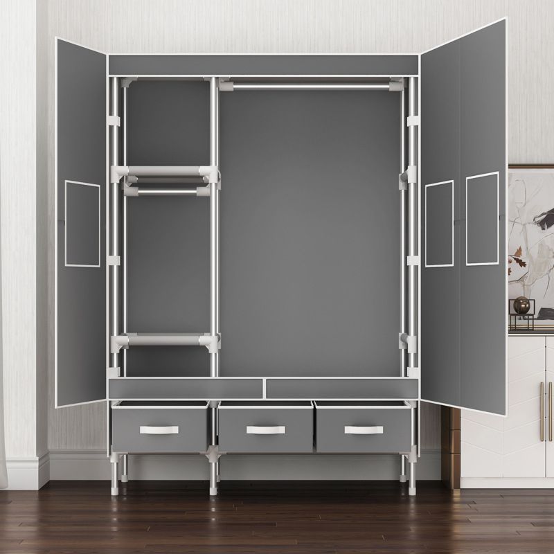 Contemporary Wardrobe Armoire Steel Wardrobe Closet with Legs for Home Clearhalo 'Armoires & Wardrobes' 'armoires_wardrobes' 'Bedroom Furniture' 'furn' 'furn_armoires_wardrobes' 'Furniture' 1200x1200_dcf2f5a0-bfbe-4394-9beb-5fa89174b4ae