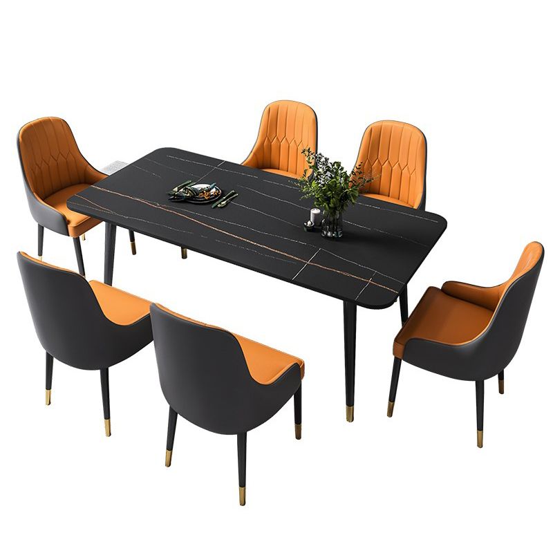 Designer Style Sintered Stone Dining Set 1/2/5/7 Pieces Rectangle Dining Table with Chairs Clearhalo 'Dining Room Sets' 'Dining Tables & Seating' 'dining_room_set' 'furn' 'furn_dining_room_set' 'Furniture' 'furniture_dining_room_set' 'Kitchen & Dining Furniture' 1200x1200_dcf31d59-d814-4ef3-9f03-e78c3d900b2b