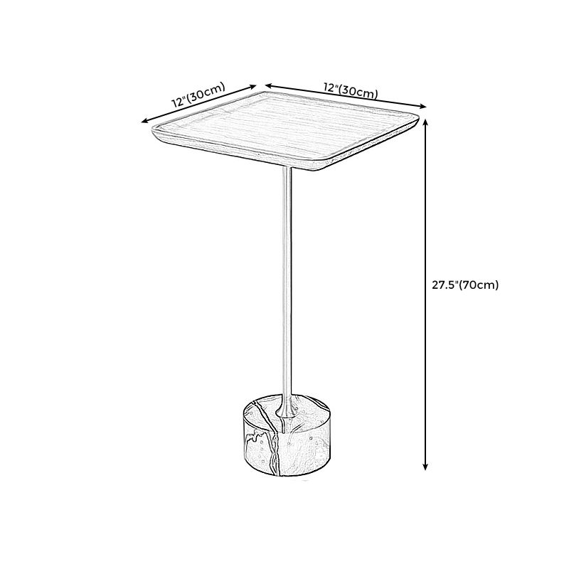 Mid-Century Modern Solid Wood Top End Table Marble Pedestal Sofa Side Table