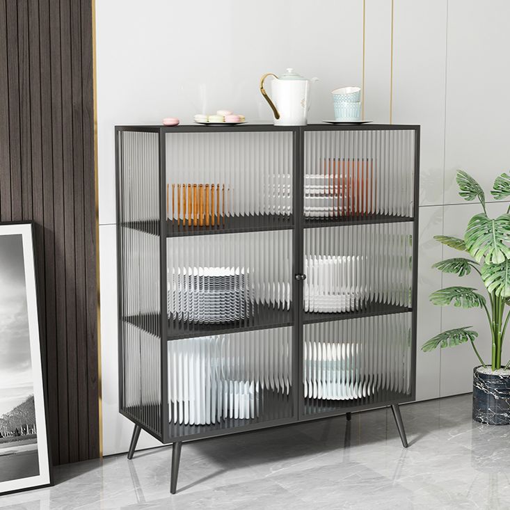 Glass Door Iron Sideboard Modern Server Cabinet with Storage for Dining Room Clearhalo 'buffet_sideboard' 'Buffets & Sideboards' 'furn' 'furn_buffet_sideboard' 'Furniture' 'furniture_buffet_sideboard' 'Kitchen & Dining Furniture' 1200x1200_dcf7d47e-7447-49c3-9812-2746bbef7d63