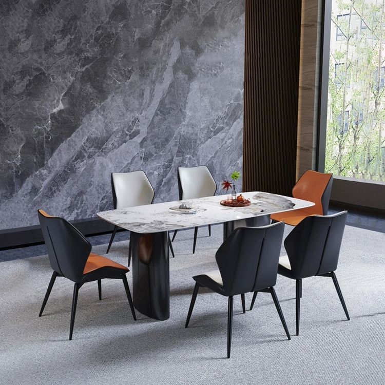 Wingback Armless Dining Chairs Modern Faux Leather Dining Side Chair