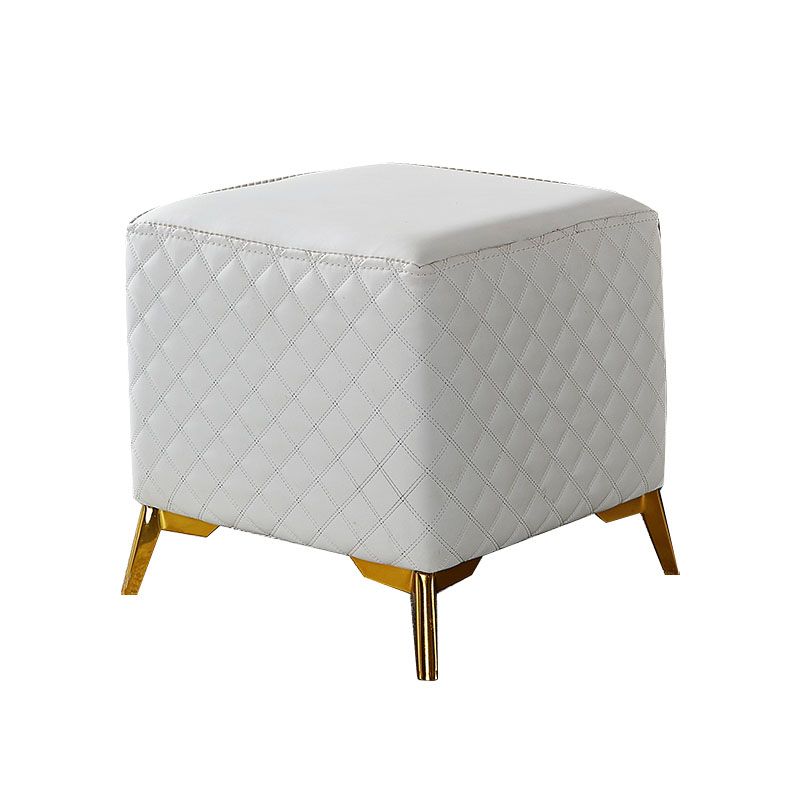 Glam Ottoman Genuine Leather Upholstered Diamond Lattice Square Ottoman with Metal Legs Clearhalo 'furn' 'furn_ottomans_poufs' 'Furniture' 'Living Room Furniture' 'Ottomans & Poufs' 'ottomans_poufs' 1200x1200_dcf89d1f-27cf-48c6-afc4-46e9b9c29ee5