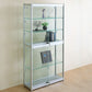 Modern Metal Display Stand Glass Shelves Curio Cabinet in White/ Gold