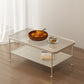 Glass Modern Rectangular Coffee Table with Shelf 4 Legs Cocktail Table