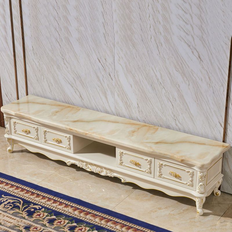 Glamber Marble TV Stand White Open Stalling TV Console con cajones