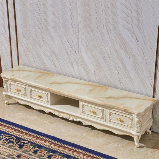 Glam Marble TV Stand White Scaffali aperte TV con cassetti