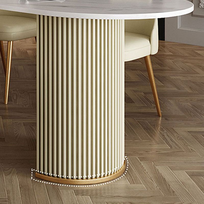 Modern Sintered Stone Dining Table Double Pedestal Table for Dining Room Clearhalo 'Dining Tables & Seating' 'Dining Tables' 'dining_table' 'furn' 'furn_dining_table' 'Furniture' 'Kitchen & Dining Furniture' 1200x1200_dcfb90c0-218c-4f80-97f4-5d4508bcdf49