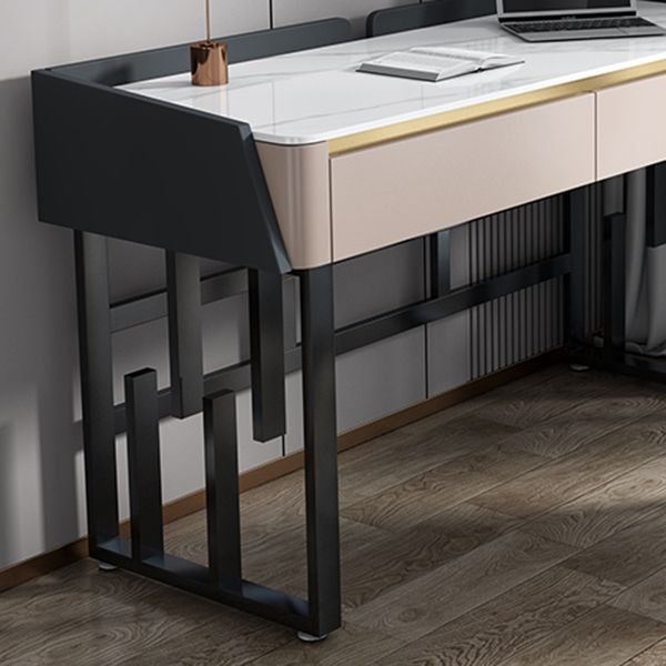 Rectangular Contemporary Stone Writing Desk Bedroom Office Desk with Drawers Clearhalo 'furn' 'furn_office_desk' 'Furniture' 'Office Desks' 'Office Furniture' 'office_desk' 1200x1200_dcfbd8f7-9d4b-4e1a-b231-3c7f21397cbe