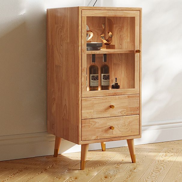 Modernist Cabinet Natural Finish Side Cabinet with Glass Paned
