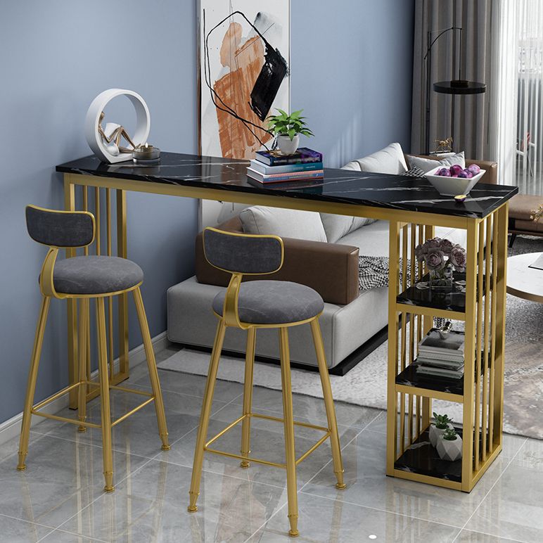 Rectangle Bar Dining Table Contemporary Bar Table with Gold Sled Base Clearhalo 'Bar Furniture' 'Bar Tables' 'bar_tables' 'furn' 'furn_bar_tables' 'Furniture' 'furniture_bar_tables' 'Kitchen & Dining Furniture' 1200x1200_dcfcb953-46a1-4f3e-a3a1-f40e29af7866