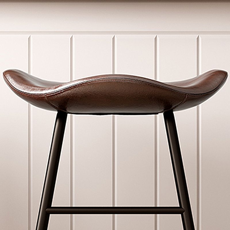 Glam Counter Bar Stool Armless Leather Indoor Bar Stool with Footrest Iron Base Clearhalo 'Bar Furniture' 'Bar Stools' 'bar_stools' 'furn' 'furn_bar_stools' 'furniture_bar_stools' 'Kitchen & Dining Furniture' 'kitchen&dining_furn' 'kitchen' 'kitchen_furn' Furniture' 1200x1200_dcfcdac8-408c-4870-ad99-2de009be3175