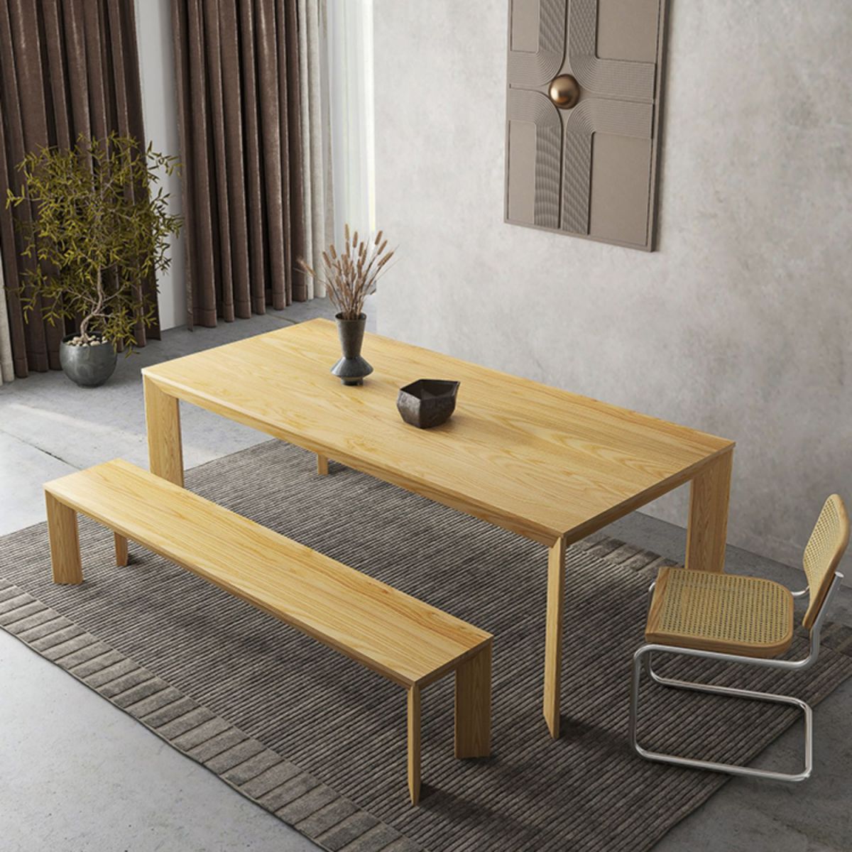Industrial Rectangle Dining Room Table Solid Wood Fixed Kitchen Desk Clearhalo 'Dining Tables & Seating' 'Dining Tables' 'dining_table' 'furn' 'furn_dining_table' 'Furniture' 'Kitchen & Dining Furniture' 1200x1200_dcfe0f94-3366-4e0c-971d-2f4469a94e38