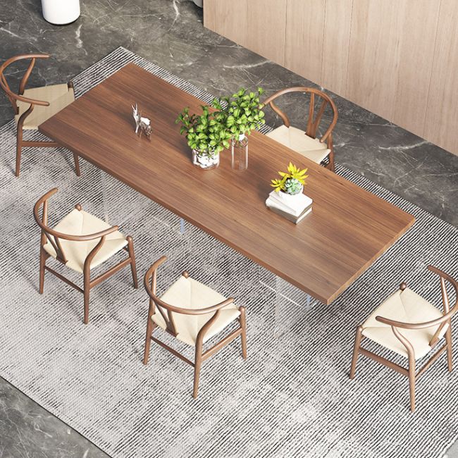 Modern Pine Wood Dining Set 1/4/6/7 Pieces Brown Dinette Set with Chairs Clearhalo 'Dining Room Sets' 'Dining Tables & Seating' 'dining_room_set' 'furn' 'furn_dining_room_set' 'Furniture' 'Kitchen & Dining Furniture' 1200x1200_dcfeb693-e28b-419e-827e-5732e9c6bc12