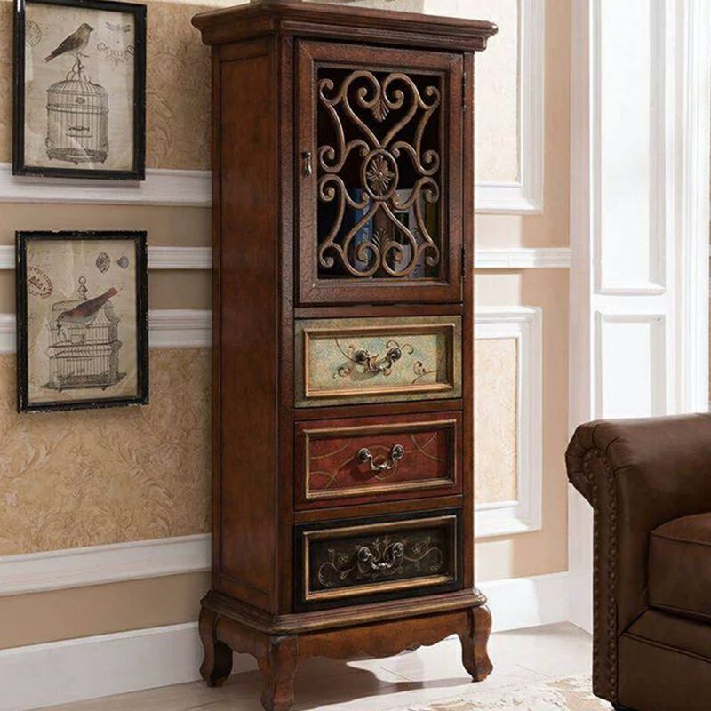 47.24"/61.02" Tall 1- Door Wooden Cabinet, Rectangle Accent Cabinet with Drawers Clearhalo 'Cabinets & Chests' 'cabinets_chests' 'furn' 'furn_cabinets_chests' 'Furniture' 'Living Room Furniture' 1200x1200_dcffceba-bcdc-4f4a-bbbc-2a53759e4306