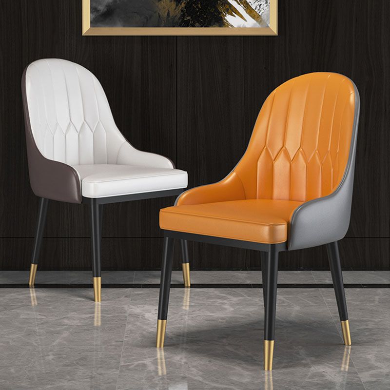 Sillas de comedor de cuero brazo escandinavo sólido sillón de comedor de espalda
