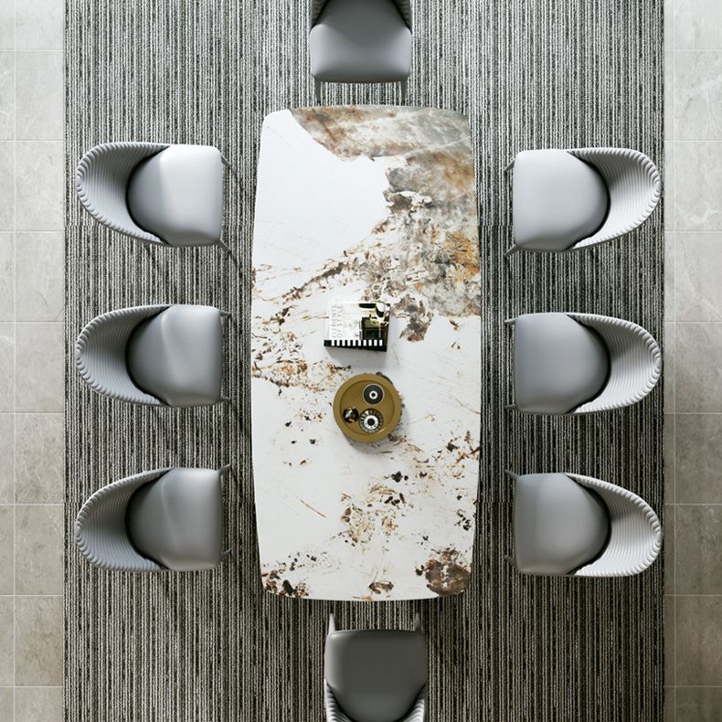 Modern Sintered Stone Table Dining Rectangle Table with Metal Legs for Home Use Clearhalo 'Dining Tables & Seating' 'Dining Tables' 'dining_table' 'furn' 'furn_dining_table' 'Furniture' 'Kitchen & Dining Furniture' 1200x1200_dd00817e-893f-472e-81a8-351175d52e50