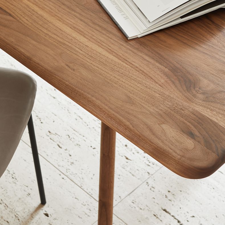 Modern Rectangular Walnut Brown Dining Table with 4 Solid Wood Legs Clearhalo 'Dining Tables & Seating' 'Dining Tables' 'dining_table' 'furn' 'furn_dining_table' 'Furniture' 'Kitchen & Dining Furniture' 1200x1200_dd076800-dd1c-442b-b7a3-fba204eadd4e