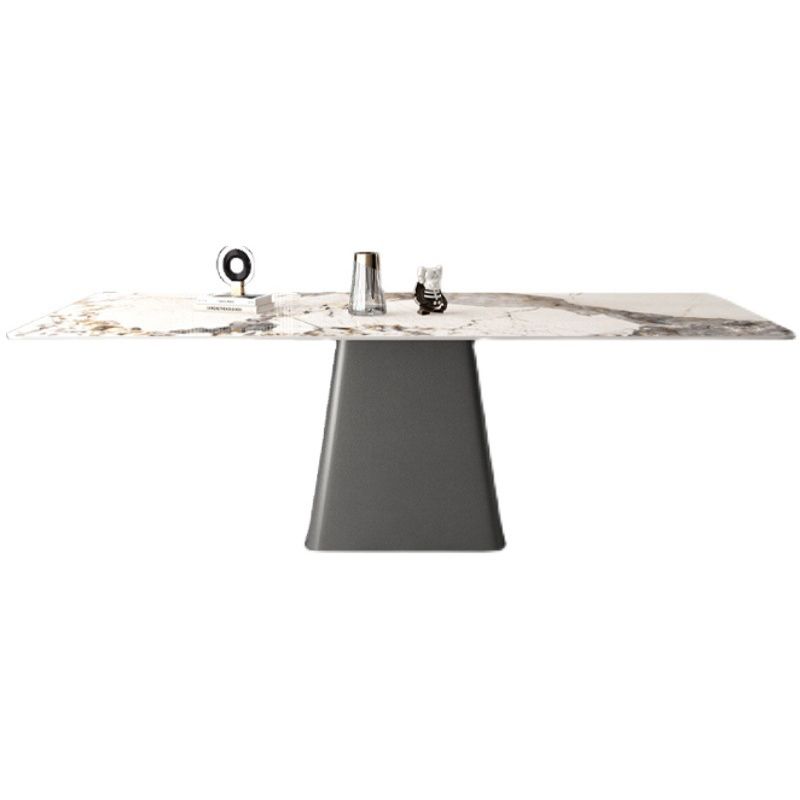 Contemporary Rectangle Dining Table Sintered Stone Dining Table with Pedestal Base Clearhalo ' dining_table' 'Dining Tables & Seating' 'Dining Tables' 'furn' 'furn_dining_table' 'Furniture' 'furniture_dining_table' 'Kitchen & Dining Furniture' 'kitchen&dining_furn' 'kitchen' 'kitchen_dining_table' 1200x1200_dd089ea2-2a9c-4bf4-ac15-9bc9c2e196e4