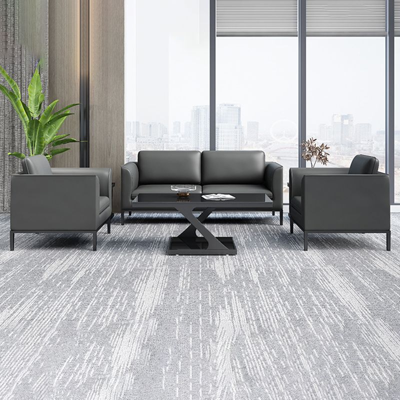 Square Arm Settee Stain-Resistant Leather Couch in Black/Grey Clearhalo 'furn' 'furn_sofas' 'Furniture' 'furniture_sofas' 'Living Room Furniture' 'Sofa' 'sofas' 1200x1200_dd08a244-7443-484e-87b0-c273a9537ca7